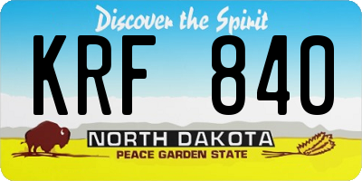 ND license plate KRF840