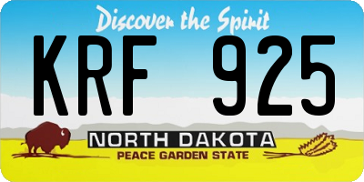 ND license plate KRF925