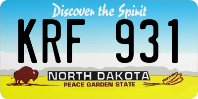ND license plate KRF931