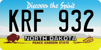 ND license plate KRF932