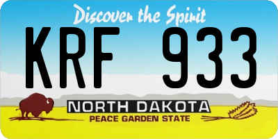 ND license plate KRF933