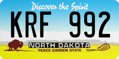 ND license plate KRF992