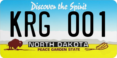 ND license plate KRG001
