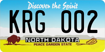 ND license plate KRG002