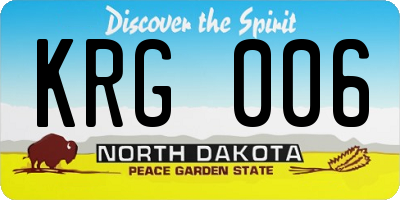 ND license plate KRG006