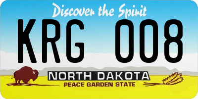 ND license plate KRG008
