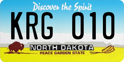 ND license plate KRG010