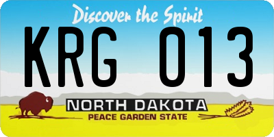 ND license plate KRG013