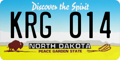 ND license plate KRG014