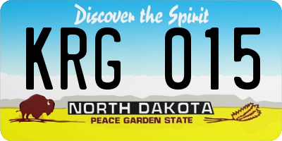 ND license plate KRG015