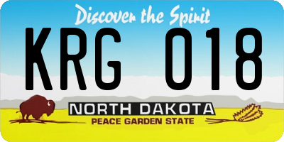ND license plate KRG018