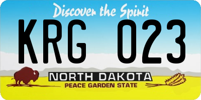 ND license plate KRG023