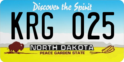 ND license plate KRG025
