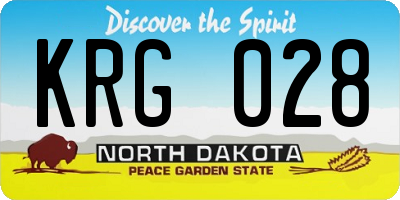 ND license plate KRG028
