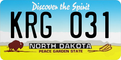 ND license plate KRG031