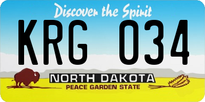 ND license plate KRG034