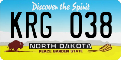 ND license plate KRG038