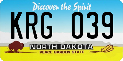 ND license plate KRG039