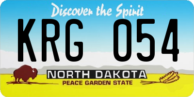 ND license plate KRG054