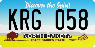 ND license plate KRG058