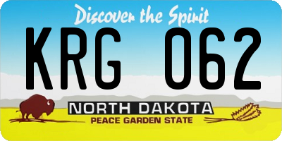 ND license plate KRG062
