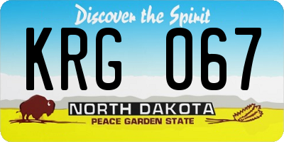 ND license plate KRG067