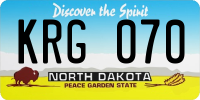 ND license plate KRG070