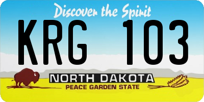 ND license plate KRG103