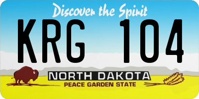 ND license plate KRG104