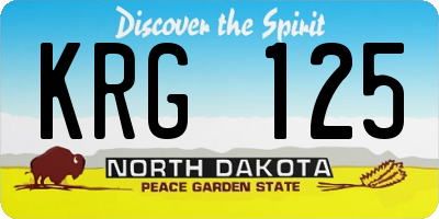ND license plate KRG125