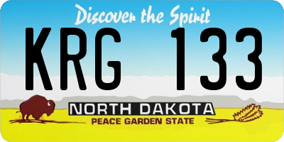 ND license plate KRG133