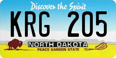 ND license plate KRG205