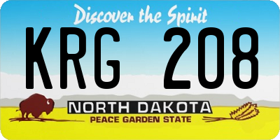 ND license plate KRG208