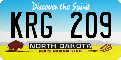 ND license plate KRG209
