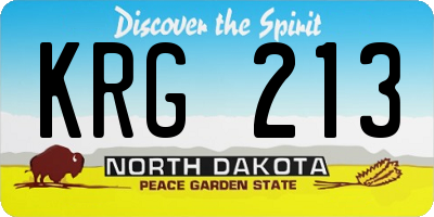 ND license plate KRG213