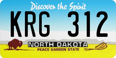 ND license plate KRG312
