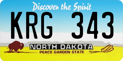ND license plate KRG343