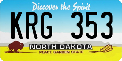 ND license plate KRG353