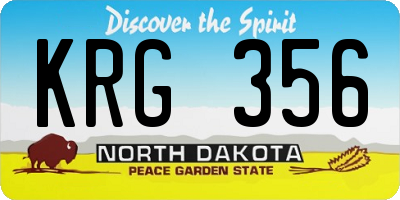 ND license plate KRG356