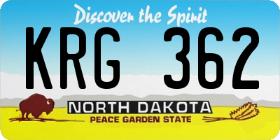 ND license plate KRG362