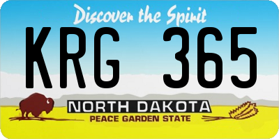ND license plate KRG365