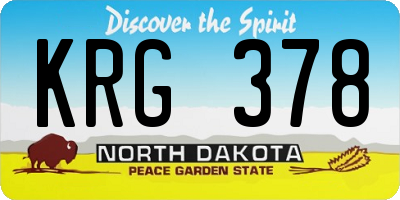 ND license plate KRG378