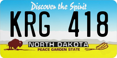 ND license plate KRG418