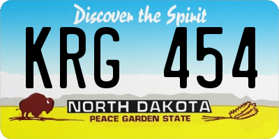 ND license plate KRG454