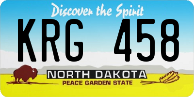 ND license plate KRG458
