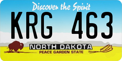 ND license plate KRG463