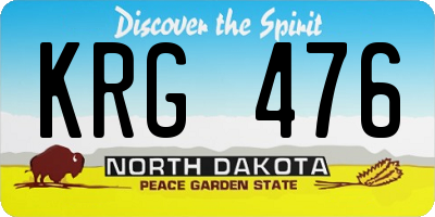 ND license plate KRG476