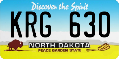 ND license plate KRG630
