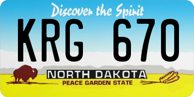 ND license plate KRG670