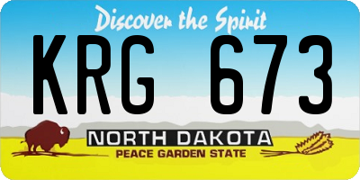 ND license plate KRG673